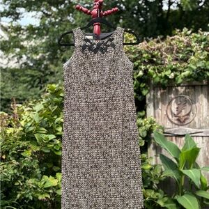 Evan Picone Black and White Geometric Midi Dress